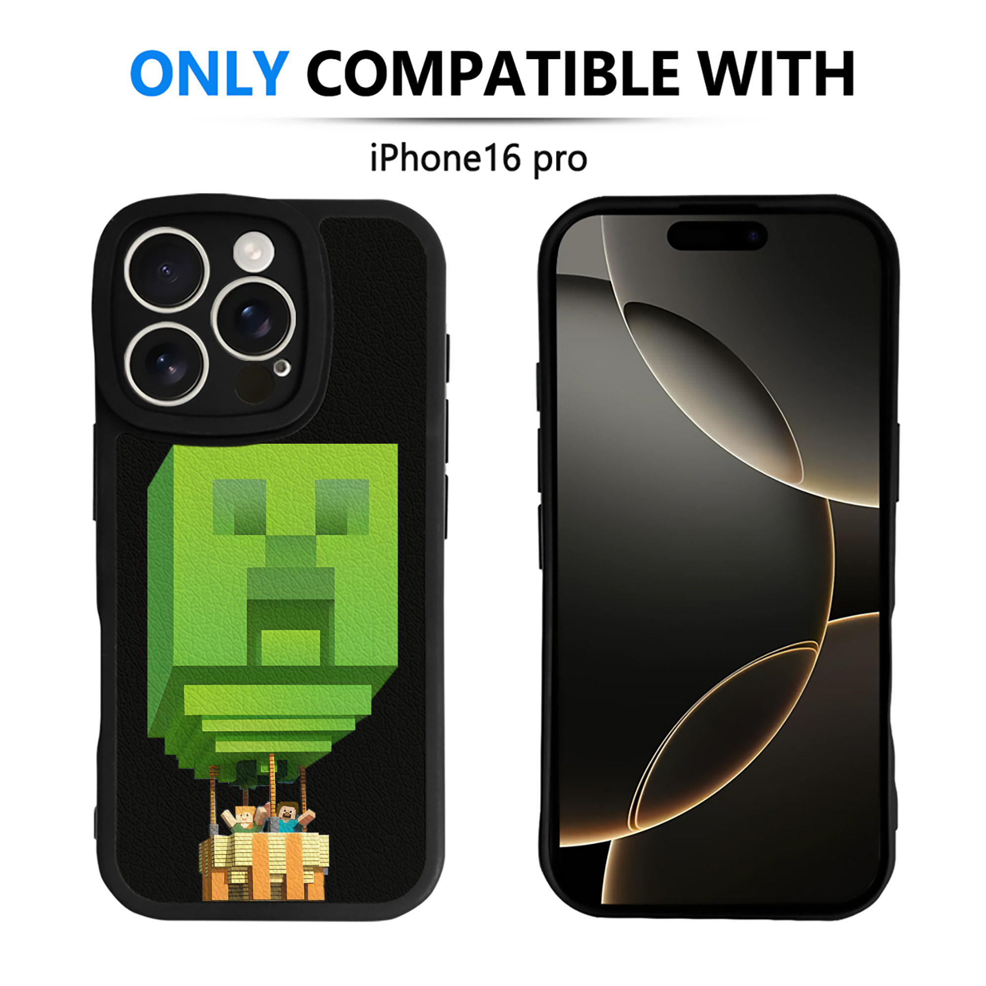 （画像用） マインクラフト ブロックの世界 Minecraft MC Block world 【iPhone 16シリーズ対応】シリコンスマホケース（レザー調） 材質：シリコン